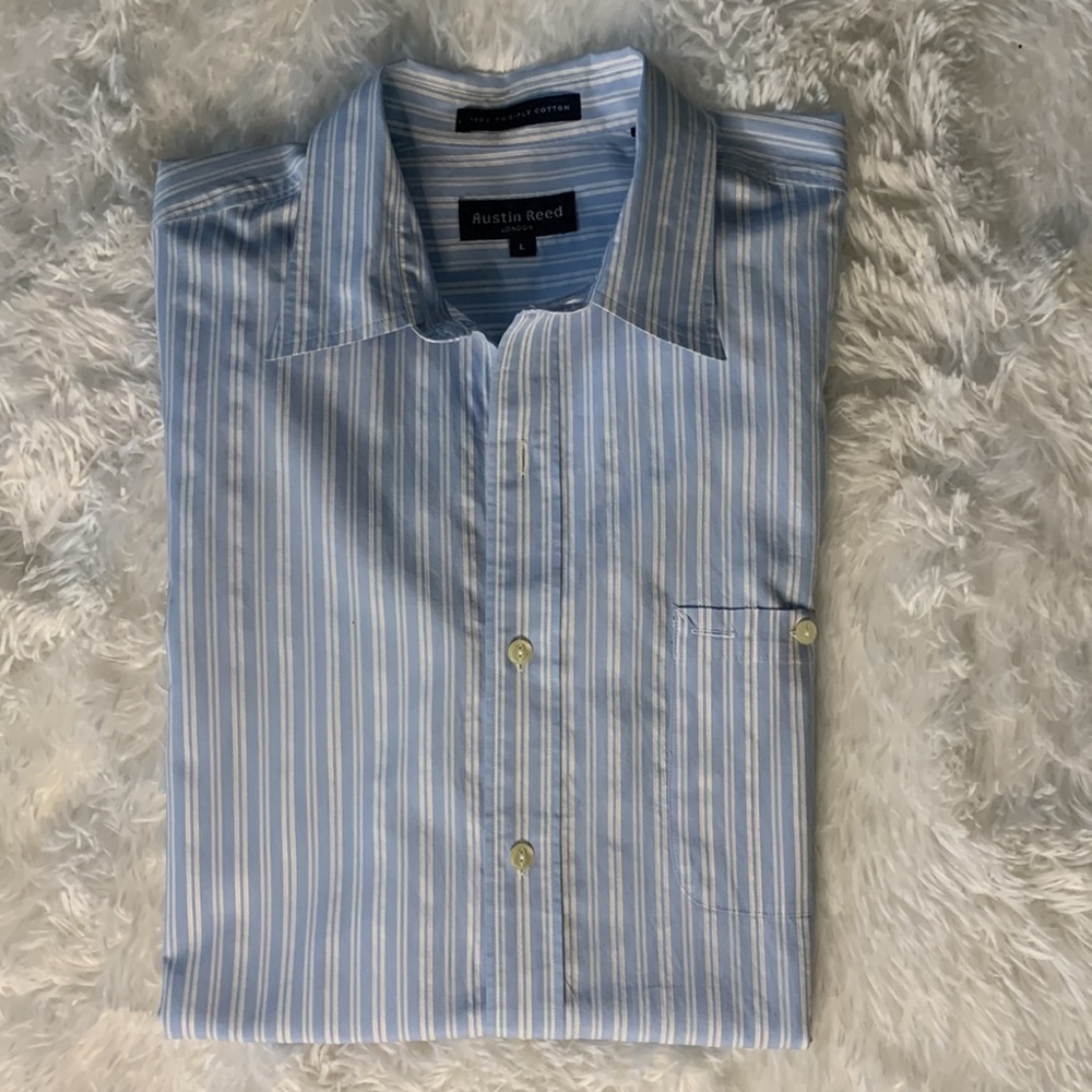 Austin Reed London Short Sleeve Striped Button Up Size Large